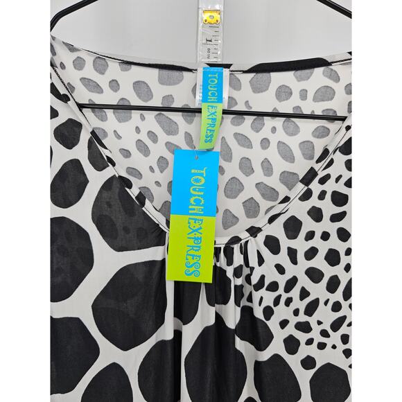 Touch Express Womens Sz M Sleeveless Maxi Dress Black White Animal Print NEW - Picture 2 of 4